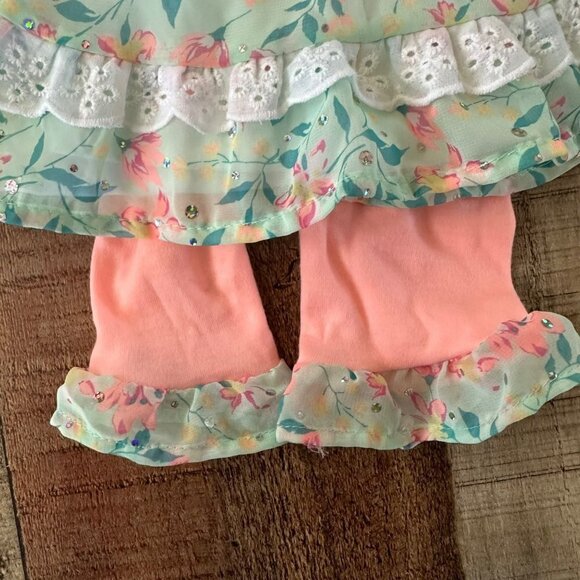 Little Lass Baby Girls Spring Floral Ruffle Dress and Legging Set -6/9M - Picture 3 of 8